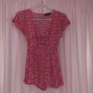 Lulu’s Dondi Red and White Print Romper